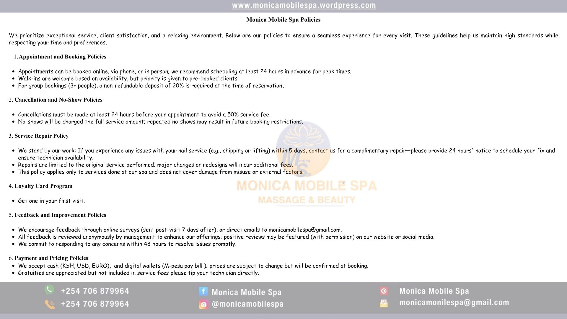 Monica Mobile Spa Catalogue